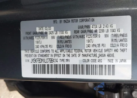 2020 Mazda Cx-5 Grand Touring z USA, uszkodzony, nr VIN JM3KFBDMXL0796414